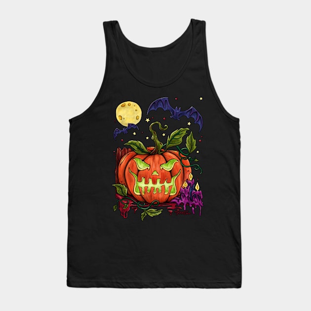 Bright glowing Halloween pumpkin, creepy Jack O Lantern Tank Top by NadiaChevrel